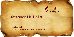 Ortancsik Lola névjegykártya